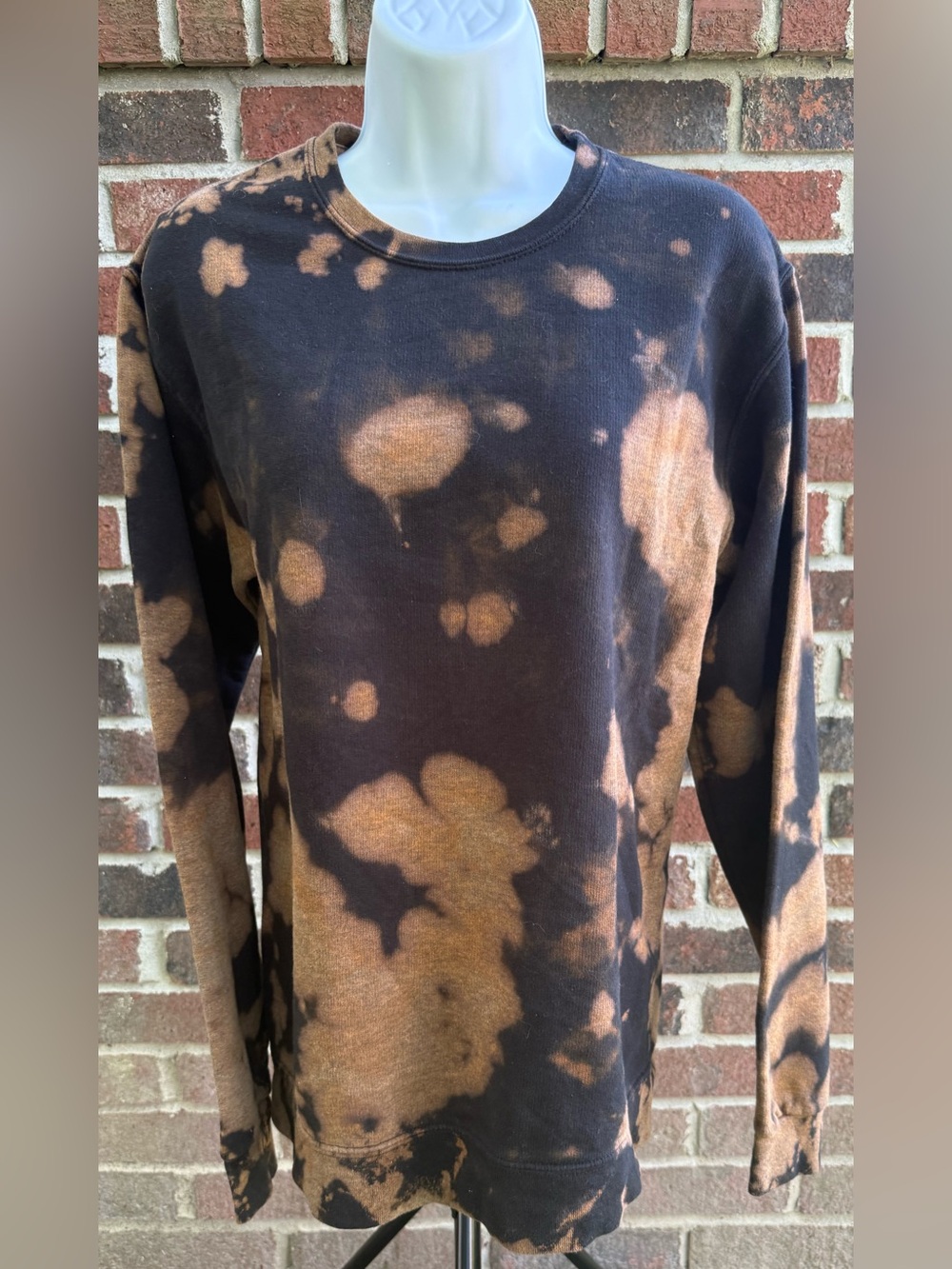 NWOT - Black and Brown customized Bleach-Effect Crewneck Sweater